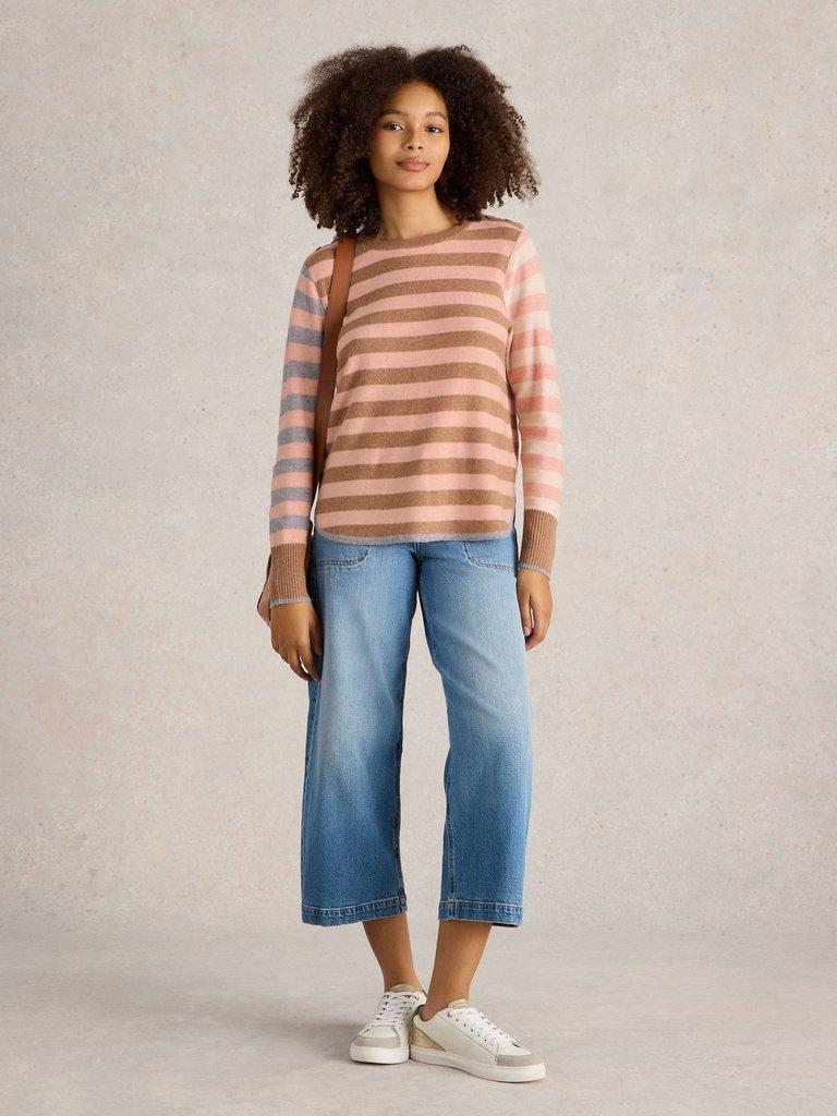 EMMA STRIPE JUMPER in PINK MLT - MODEL FRONT