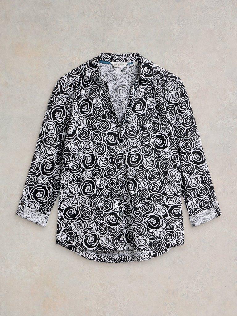 ANNIE COTTON SHIRT in BLK PR - FLAT FRONT
