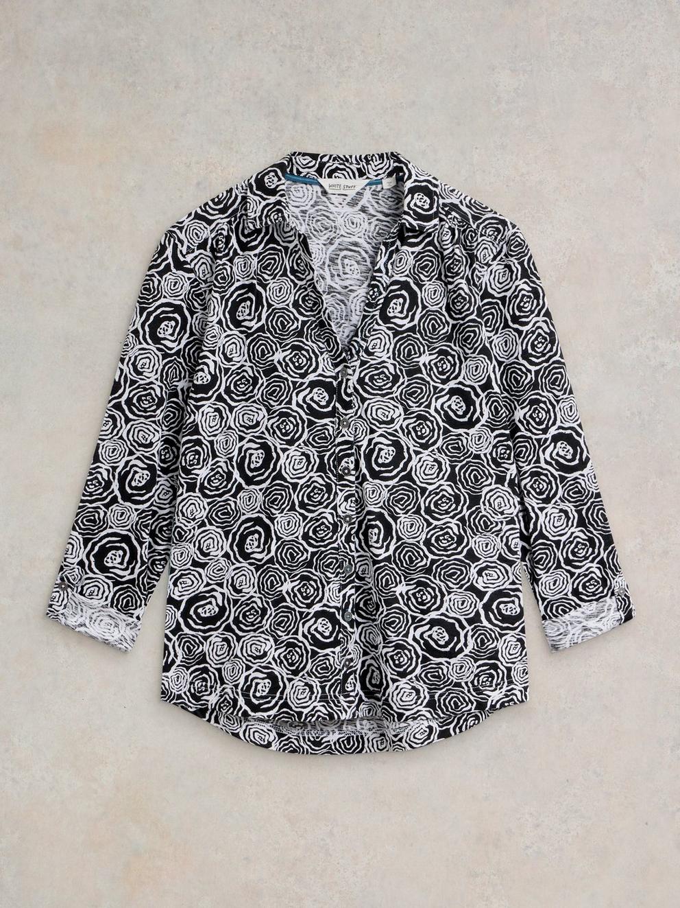ANNIE COTTON SHIRT in BLK PR - FLAT FRONT