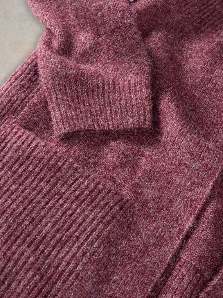 ERIN LONGLINE CARDI in DK PLUM - FLAT DETAIL