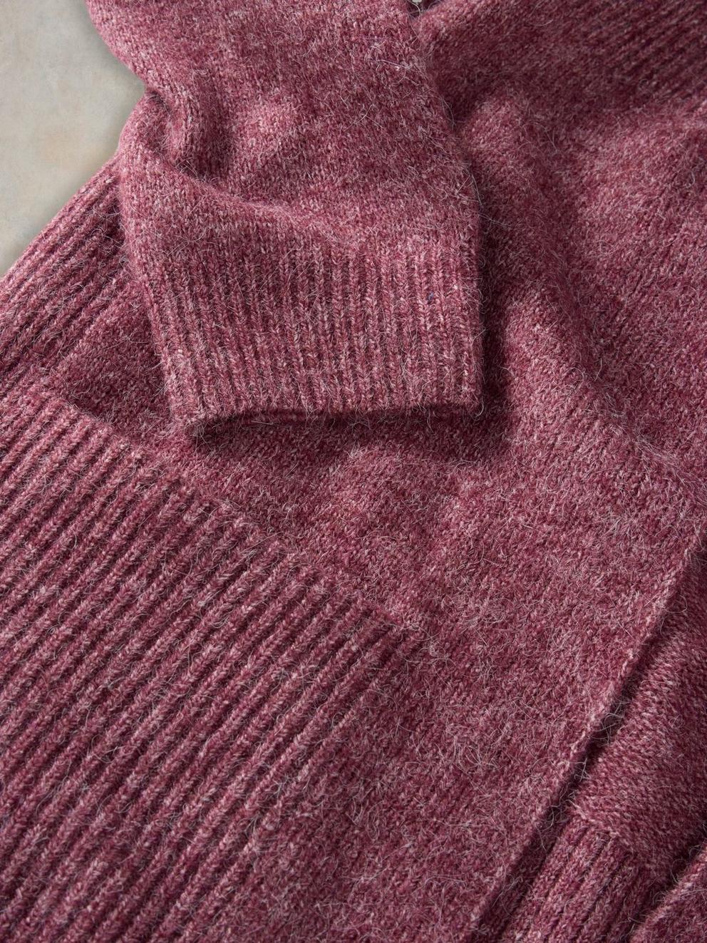 ERIN LONGLINE CARDI in DK PLUM - FLAT DETAIL