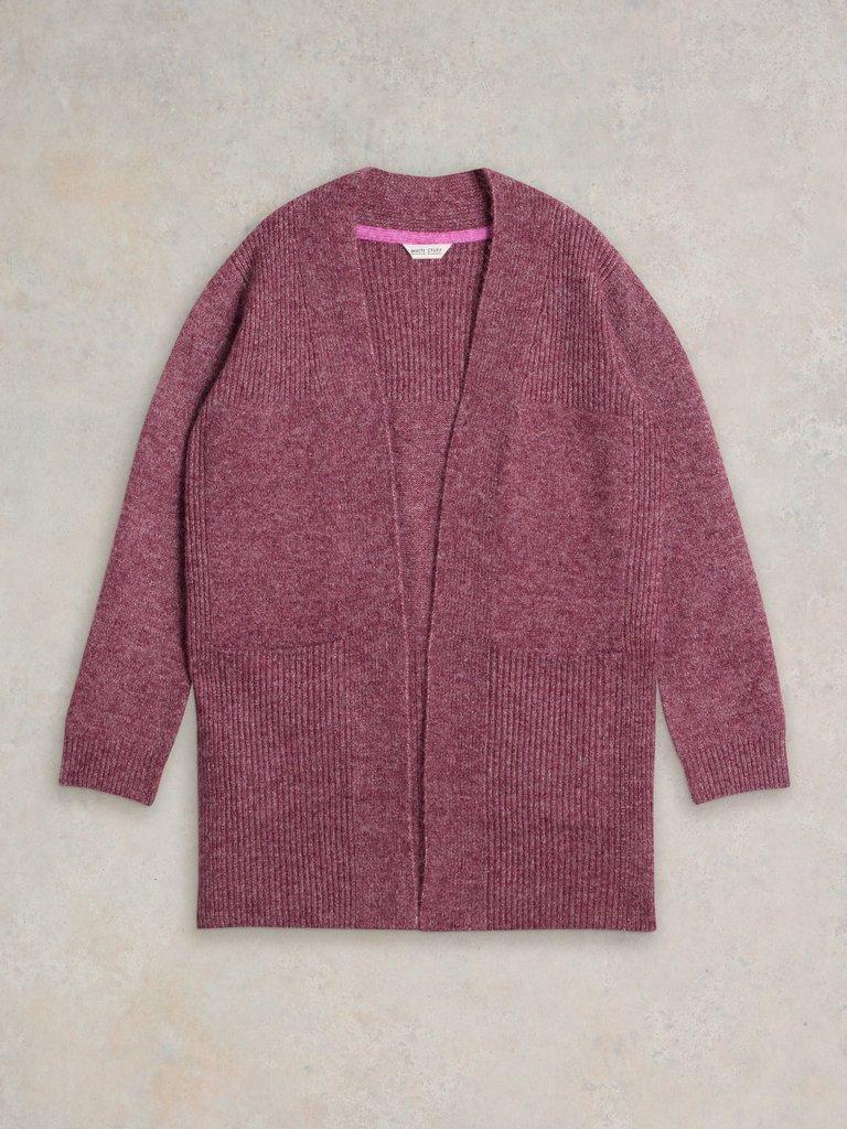 ERIN LONGLINE CARDI in DK PLUM - FLAT FRONT