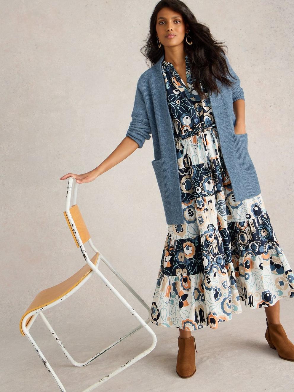 ERIN LONGLINE CARDI in MID BLUE - LIFESTYLE
