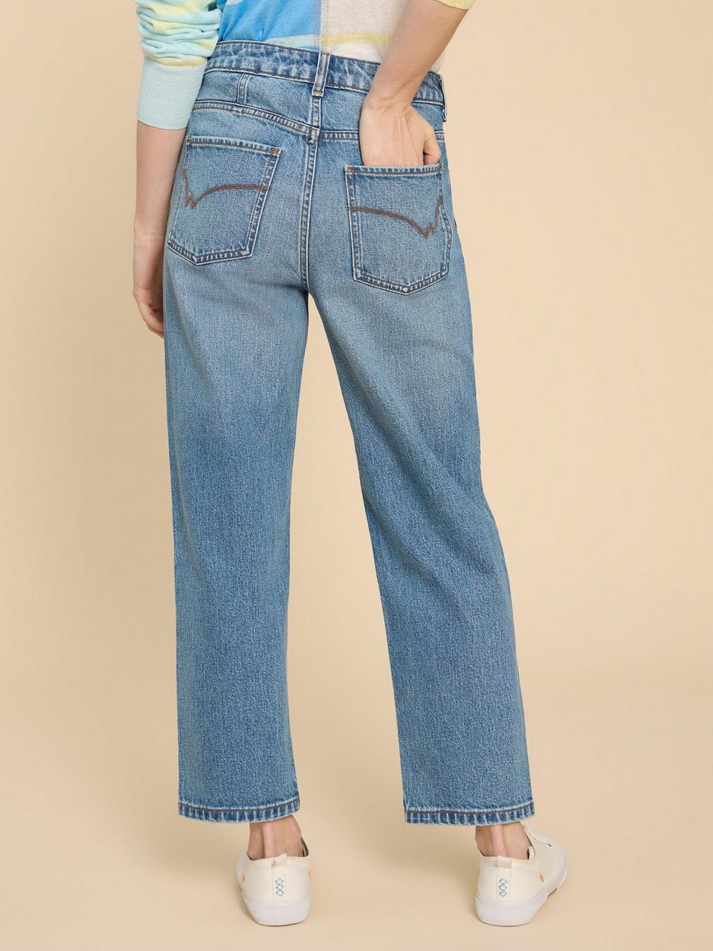 Charlie Straight Crop Jean in MID DENIM - MODEL BACK