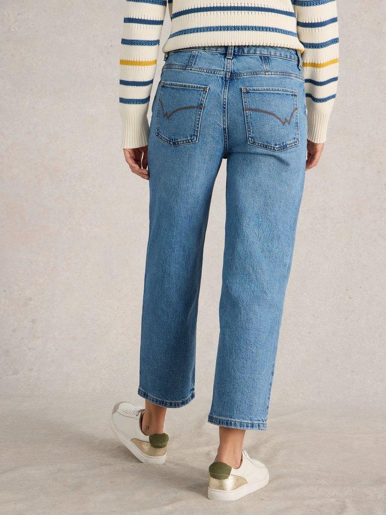 Charlie Straight Crop Jean in MID DENIM - MODEL BACK