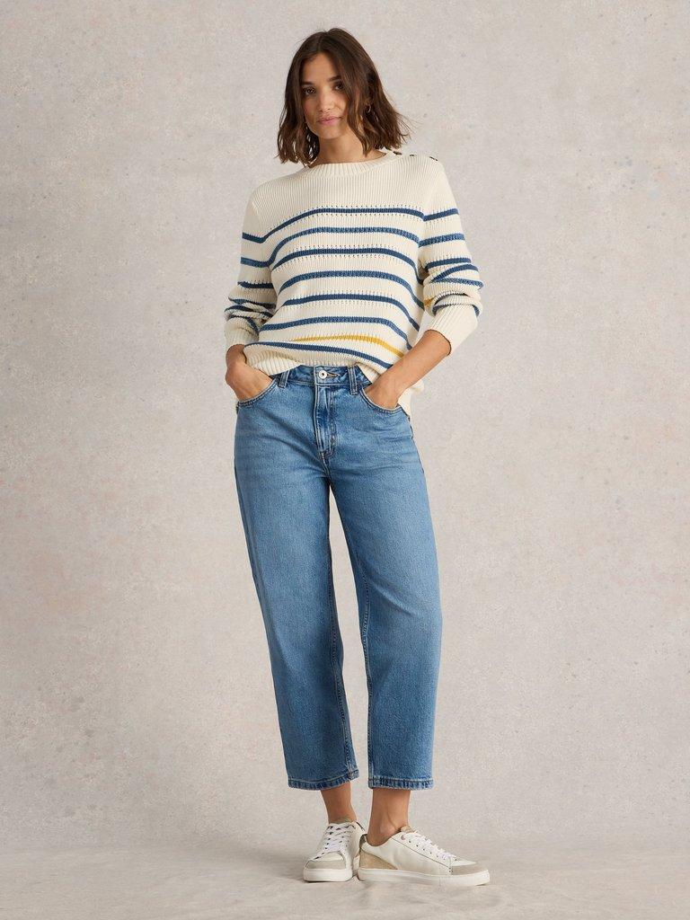 Charlie Straight Crop Jean in MID DENIM - MODEL FRONT