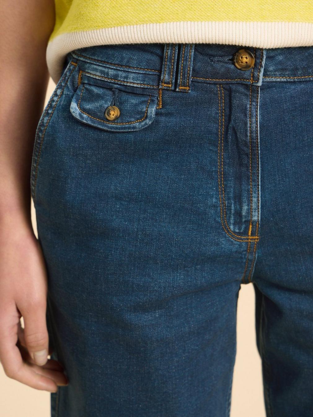 Hayley Denim Shorts in MID DENIM - MODEL DETAIL