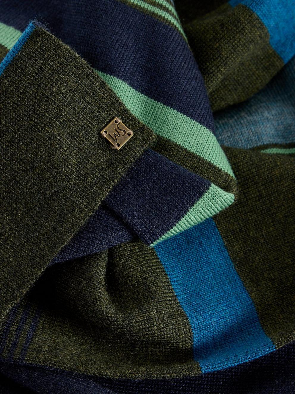 Merino Stripe Scarf in GREEN MLT - FLAT DETAIL