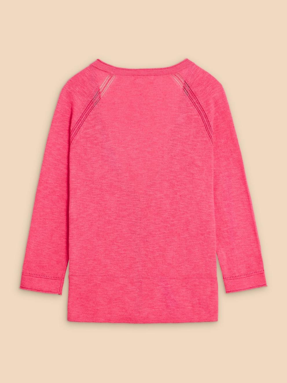 NARIA V  NECK CARDI in BRT PINK - FLAT BACK