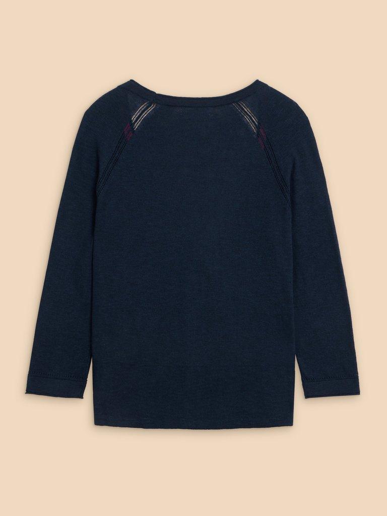 NARIA V  NECK CARDI in DARK NAVY - FLAT BACK