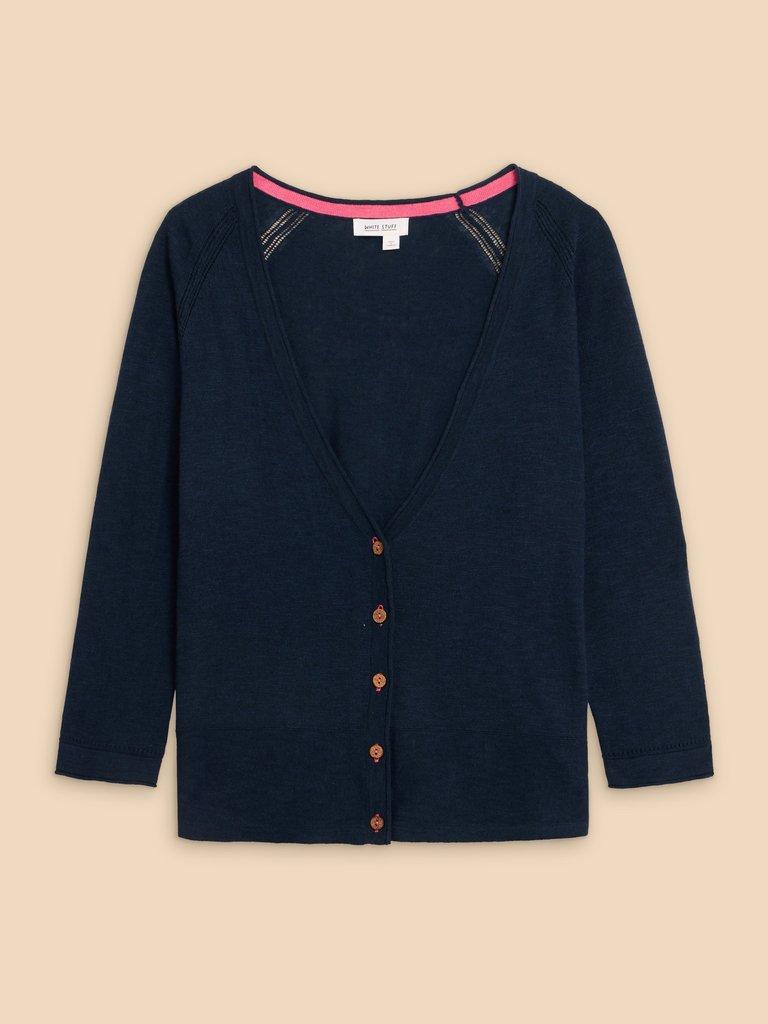 NARIA V  NECK CARDI in DARK NAVY - FLAT FRONT