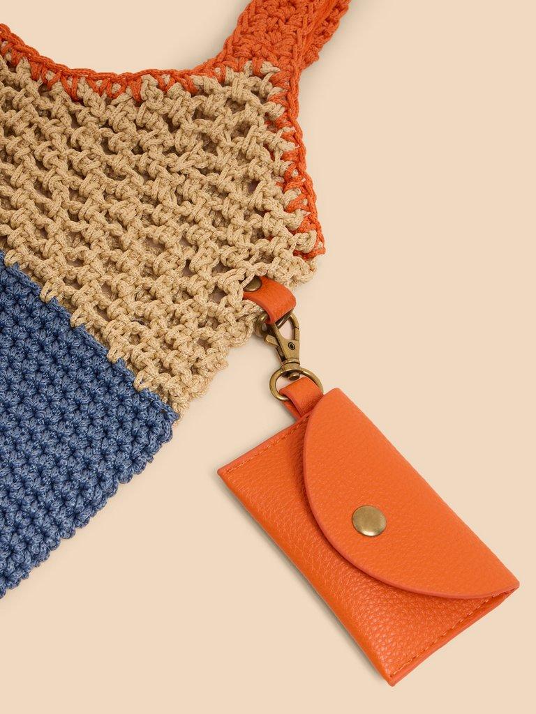 Christie Crochet Shopper in BLUE MLT - FLAT DETAIL