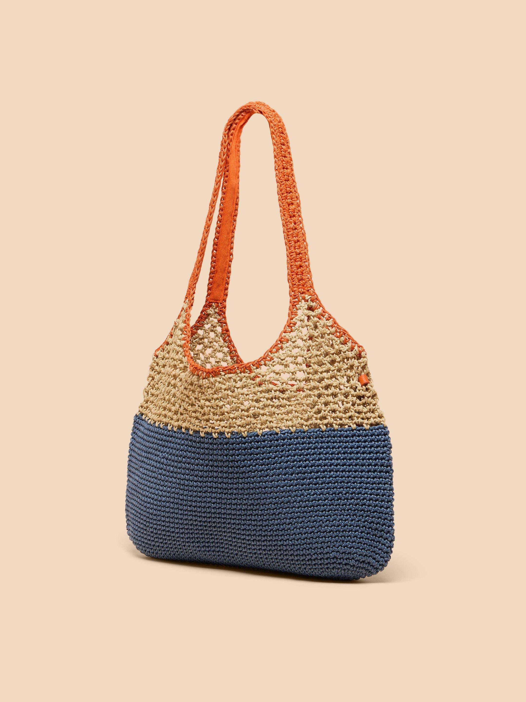 Christie Crochet Shopper in BLUE MLT - FLAT FRONT