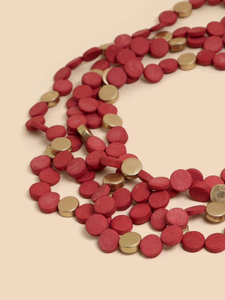 Multi Layer Cluster Necklace in MID RED - FLAT DETAIL