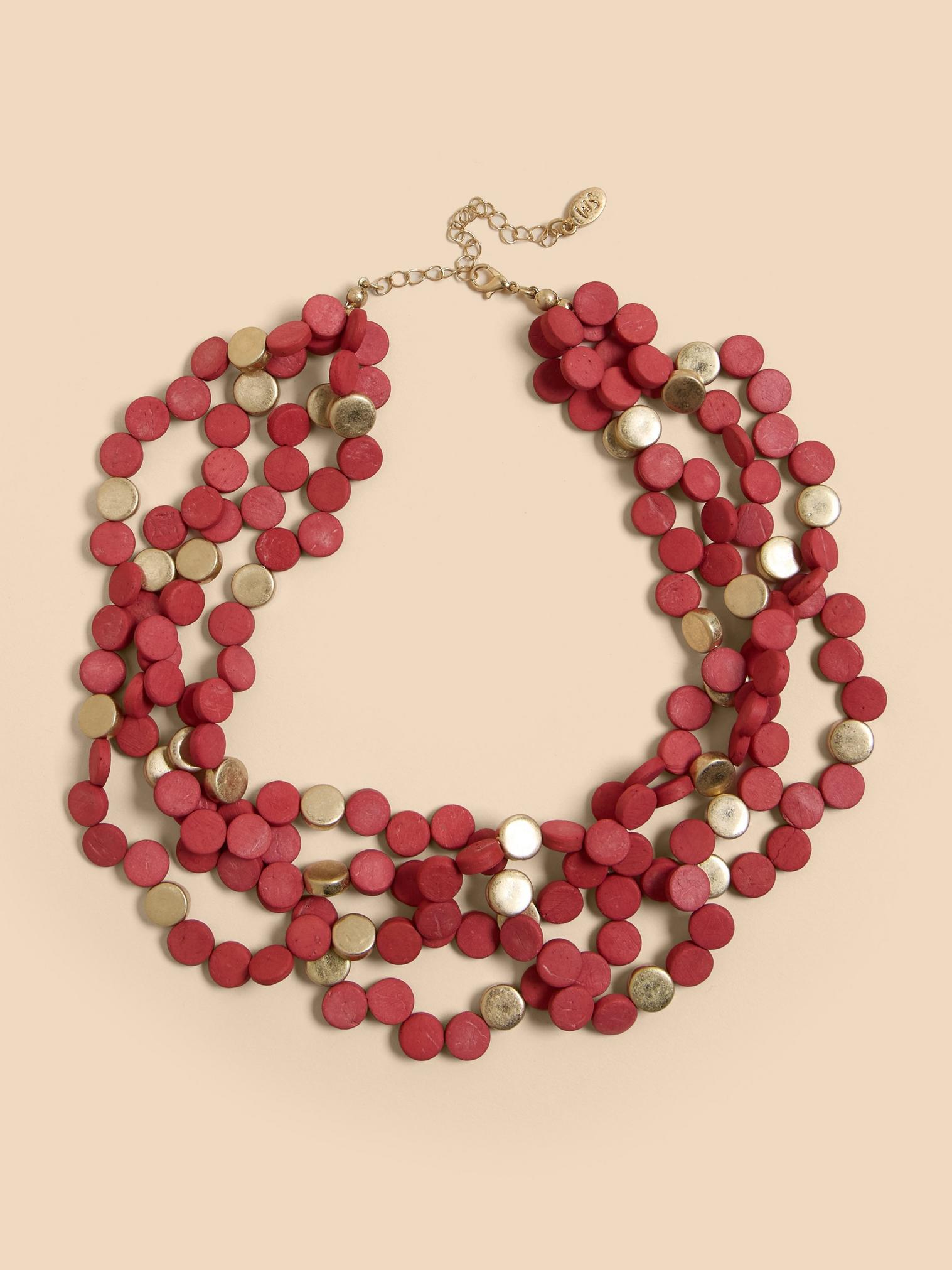 Multi Layer Cluster Necklace in MID RED - FLAT FRONT