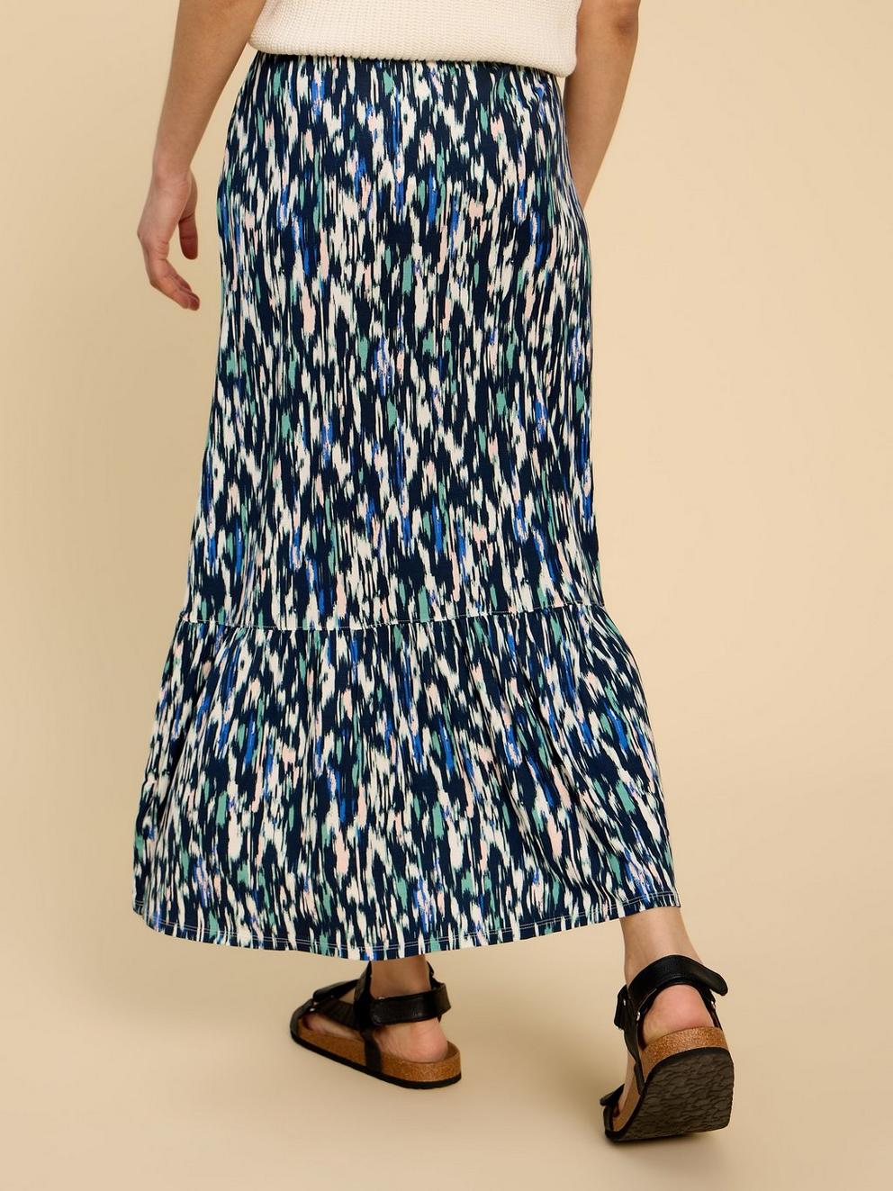 Charley Eco Vero Maxi Skirt in NAVY PR - MODEL BACK