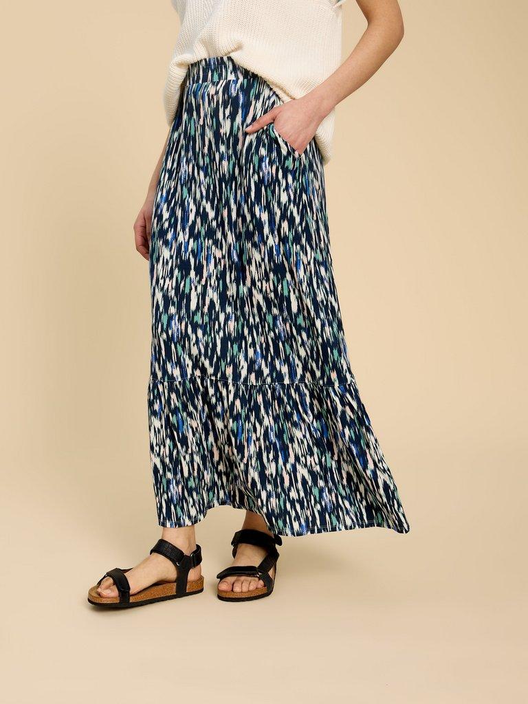 Charley Eco Vero Maxi Skirt in NAVY PR - MODEL DETAIL