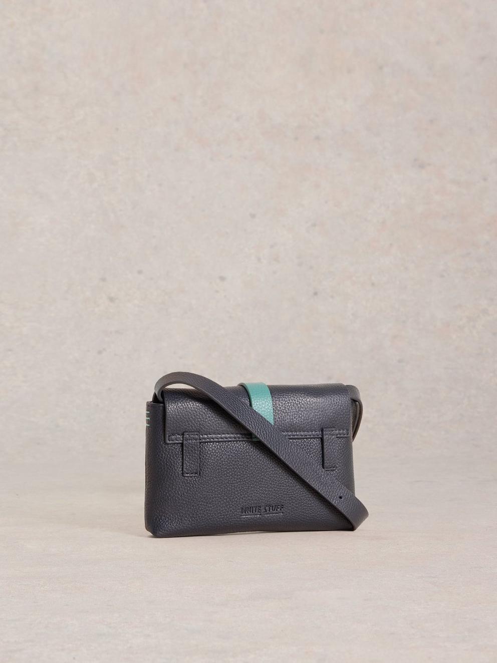 Landscape Leather Phone Bag  in FR NAVY - FLAT BACK