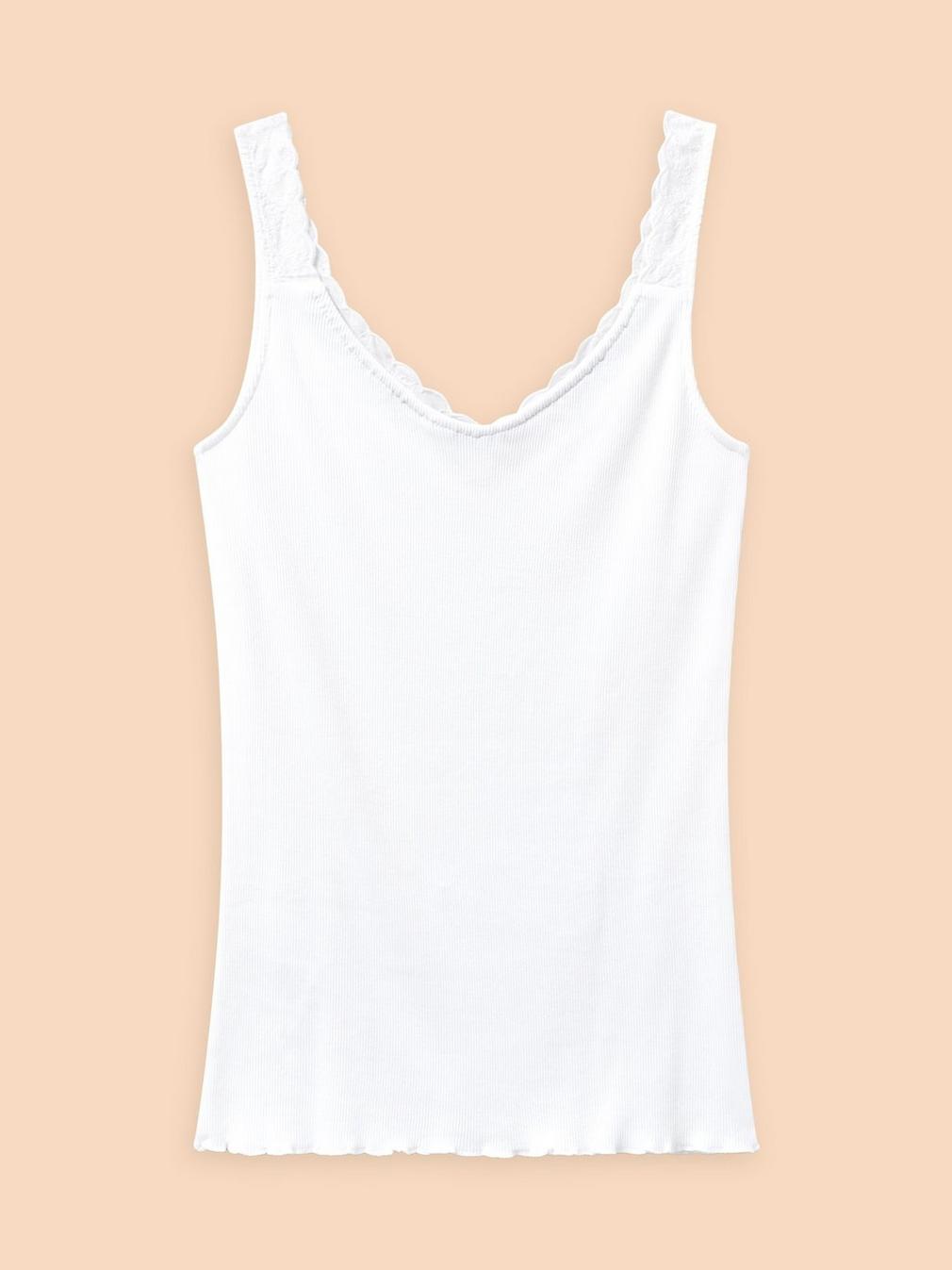 SEABREEZE V NECK VEST in BRIL WHITE - FLAT BACK