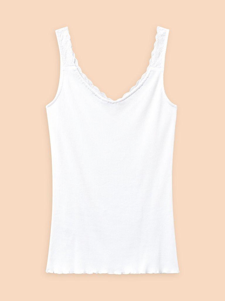 SEABREEZE V NECK VEST in BRIL WHITE - FLAT BACK