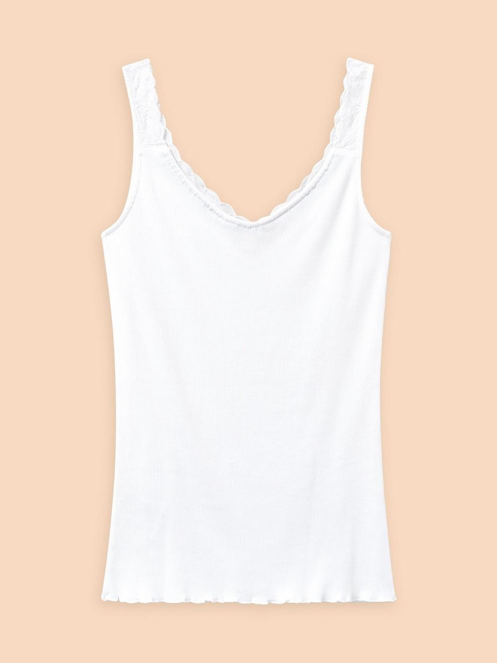 SEABREEZE V NECK VEST in BRIL WHITE - FLAT BACK