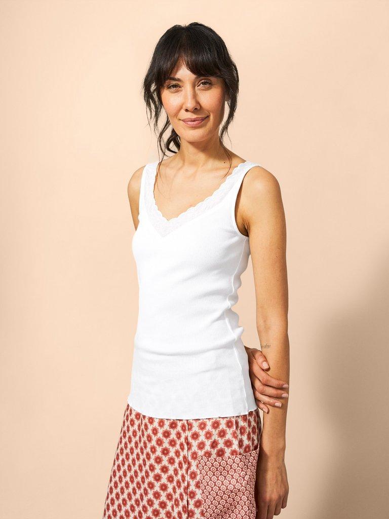 SEABREEZE V NECK VEST in BRIL WHITE - LIFESTYLE