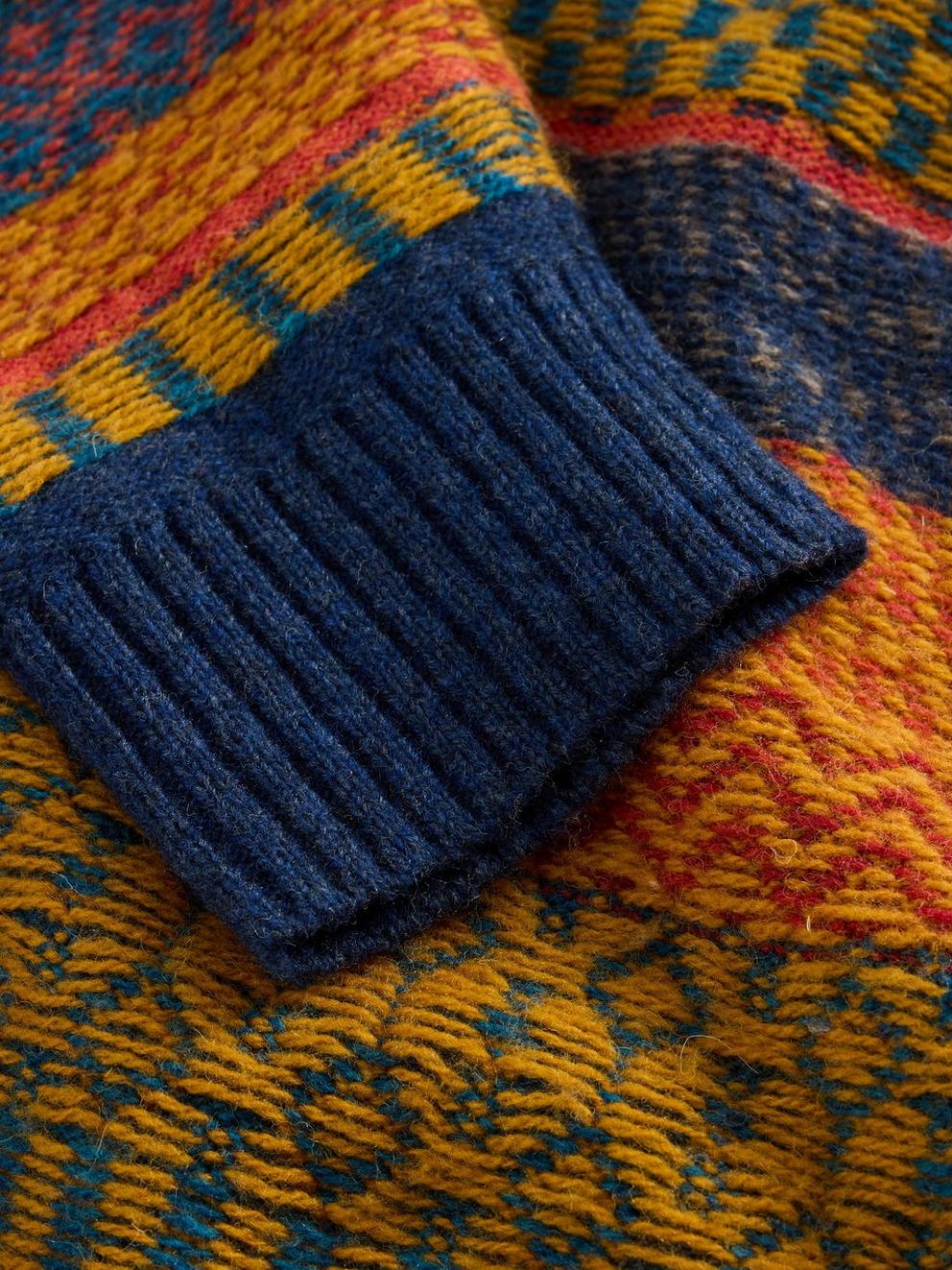 Stripe Wool Fairisle Crew Neck in BLUE MLT - FLAT DETAIL