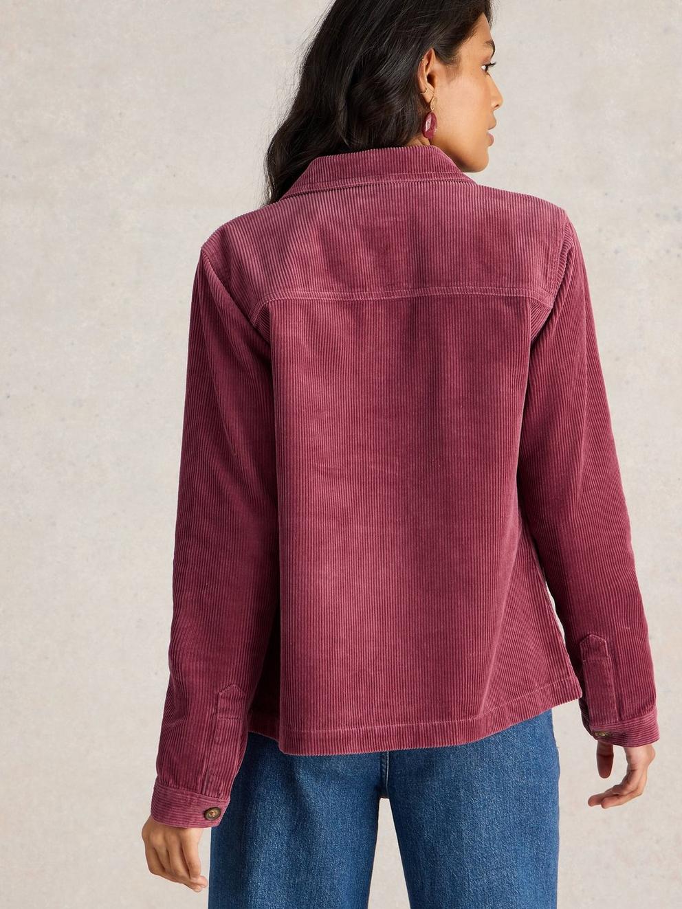 Carrie Cord Jacket in DUS PINK - MODEL BACK
