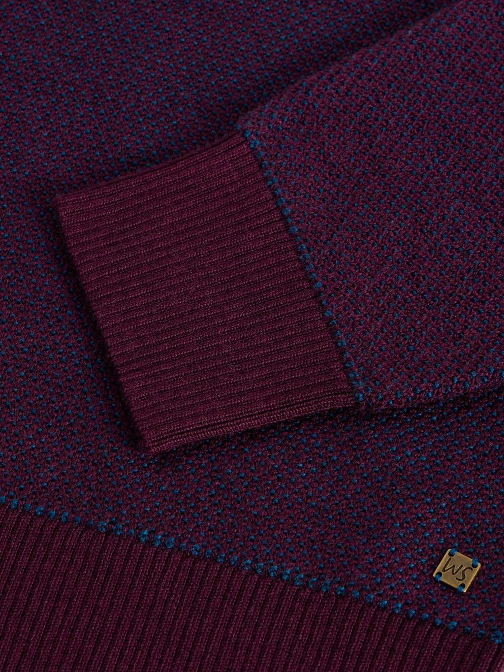 Newport Merino Wool Jacquard Funnel in PLUM MLT - FLAT DETAIL