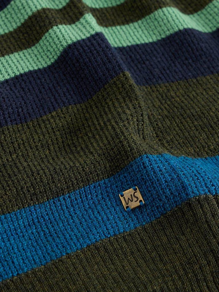 Newport Merino Wool Stripe Crew in GREEN MLT - FLAT DETAIL