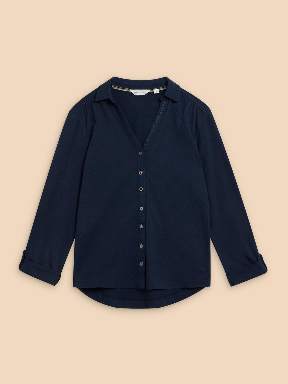 TEXTURED ANNIE in FR NAVY - FLAT FRONT