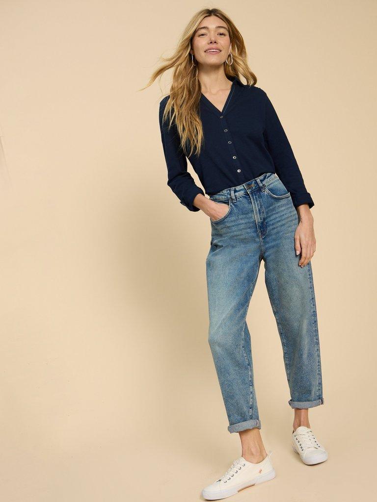 TEXTURED ANNIE in FR NAVY - MODEL DETAIL