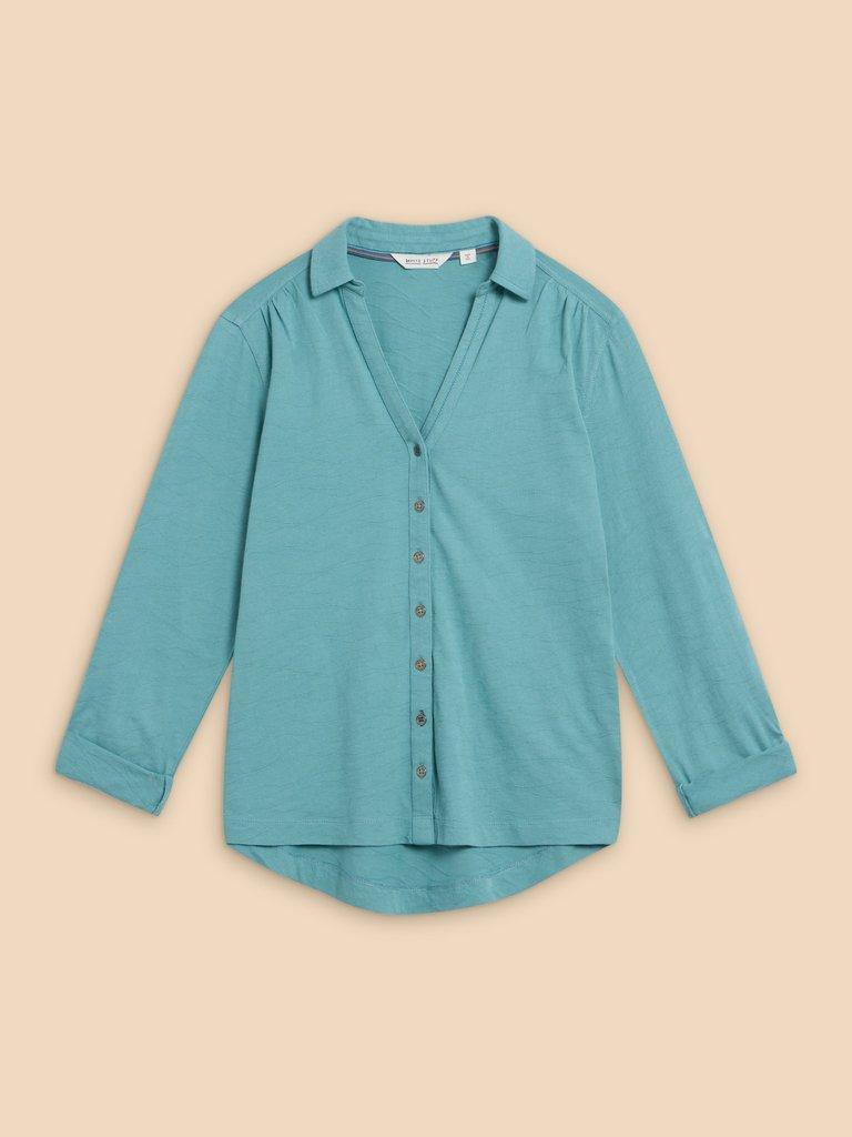 TEXTURED ANNIE in MID TEAL - FLAT FRONT