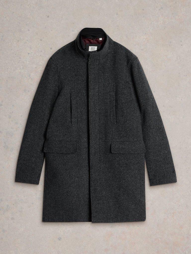 Wool Funnel Coat in DK GREY - FLAT FRONT