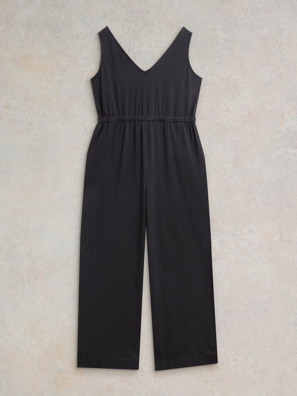 Jasmine Jersey Jumpsuit in CHARC GREY - FLAT BACK