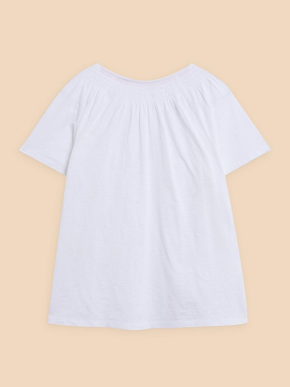 LUELLA NOTCH NECK EMB TOP in BRIL WHITE - FLAT BACK