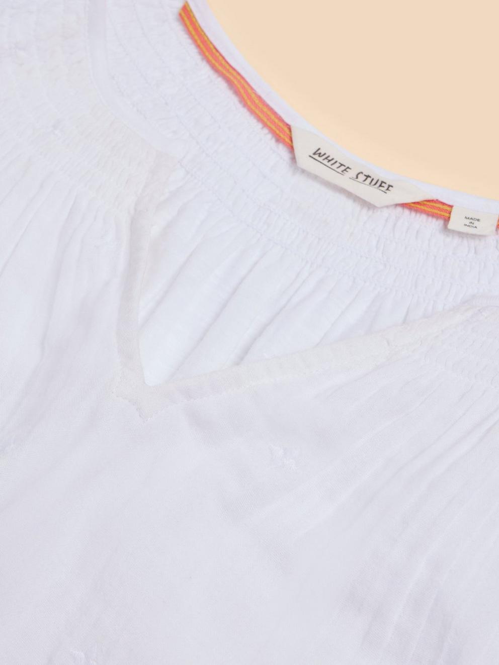 LUELLA NOTCH NECK EMB TOP in BRIL WHITE - FLAT DETAIL