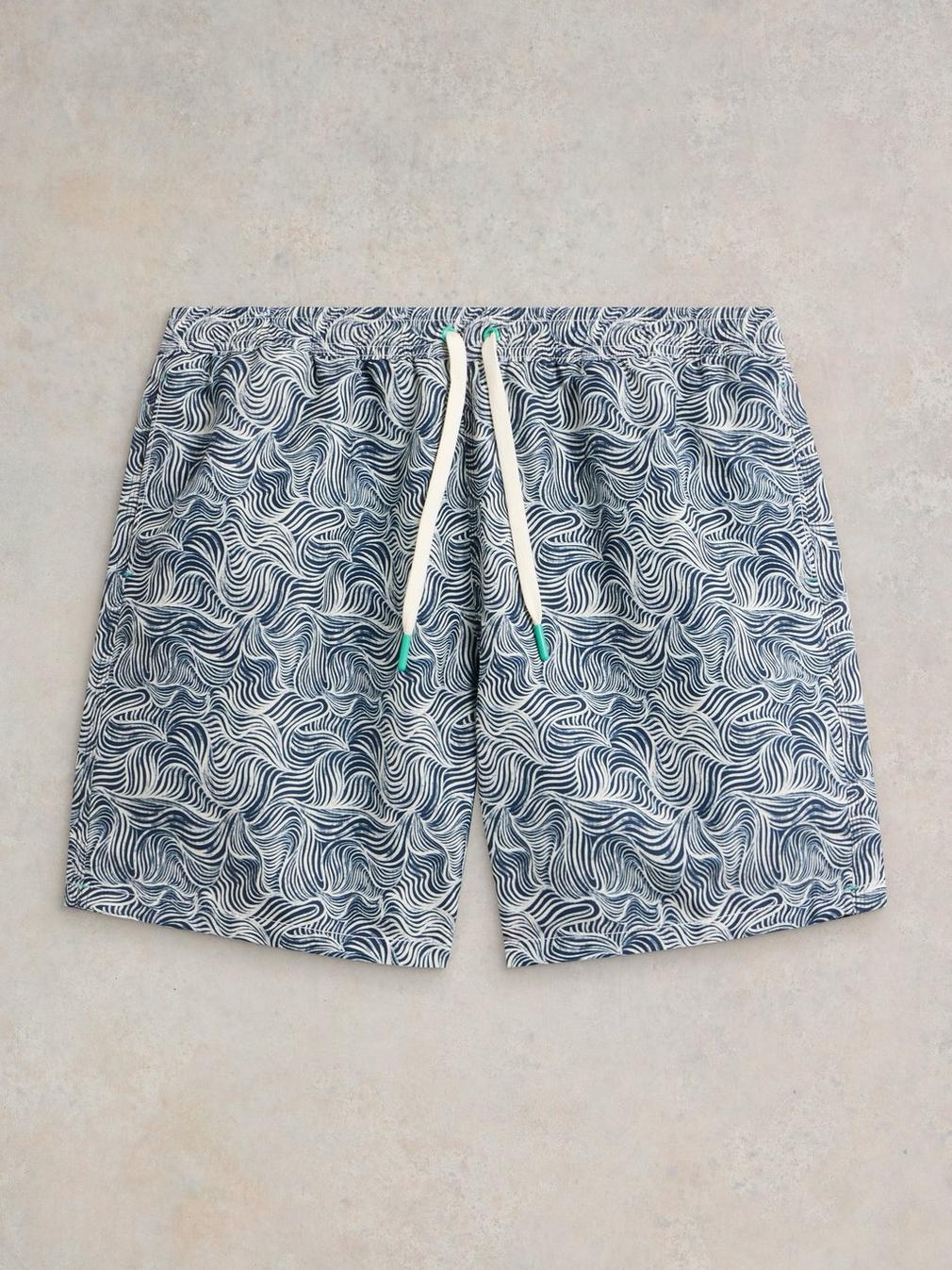 Waves Swimshort in NAVY PR - FLAT FRONT