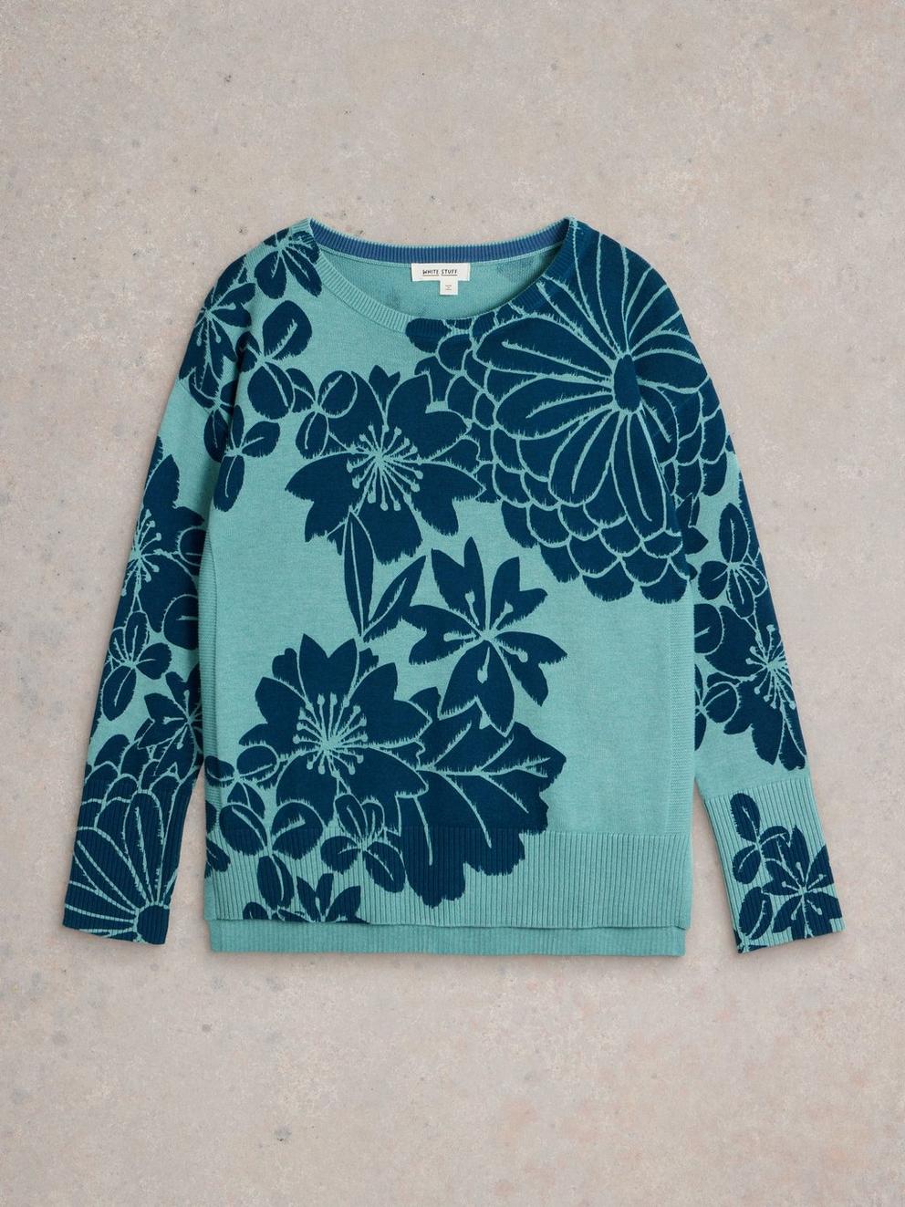 OLIVE PRINTED JUMPER in BLUE MLT - FLAT FRONT