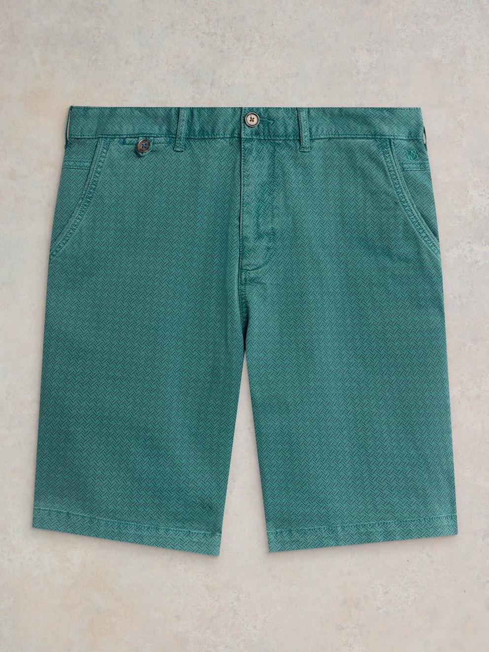 Ditsy Chino Short in TEAL PR - FLAT FRONT