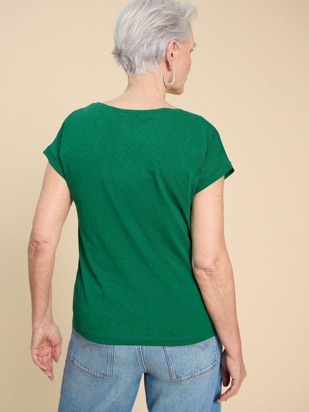 NIKKI SS TEE in MID GREEN - MODEL BACK