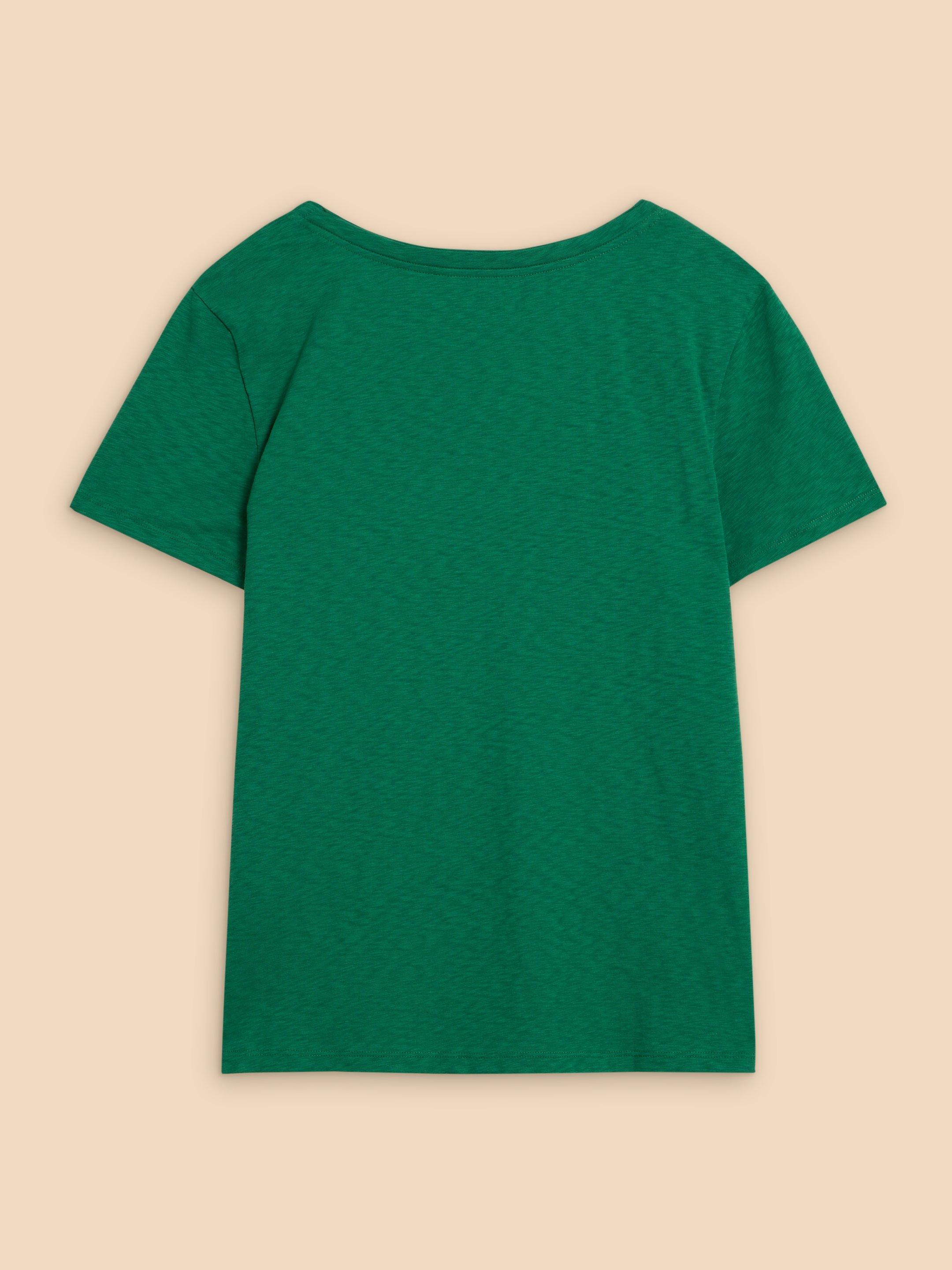 NADIA SS SCOOP NECK TEE in MID GREEN - FLAT BACK