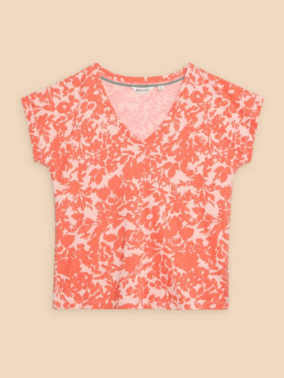 NOAH SS V NECK TEE in ORANGE PR - FLAT FRONT