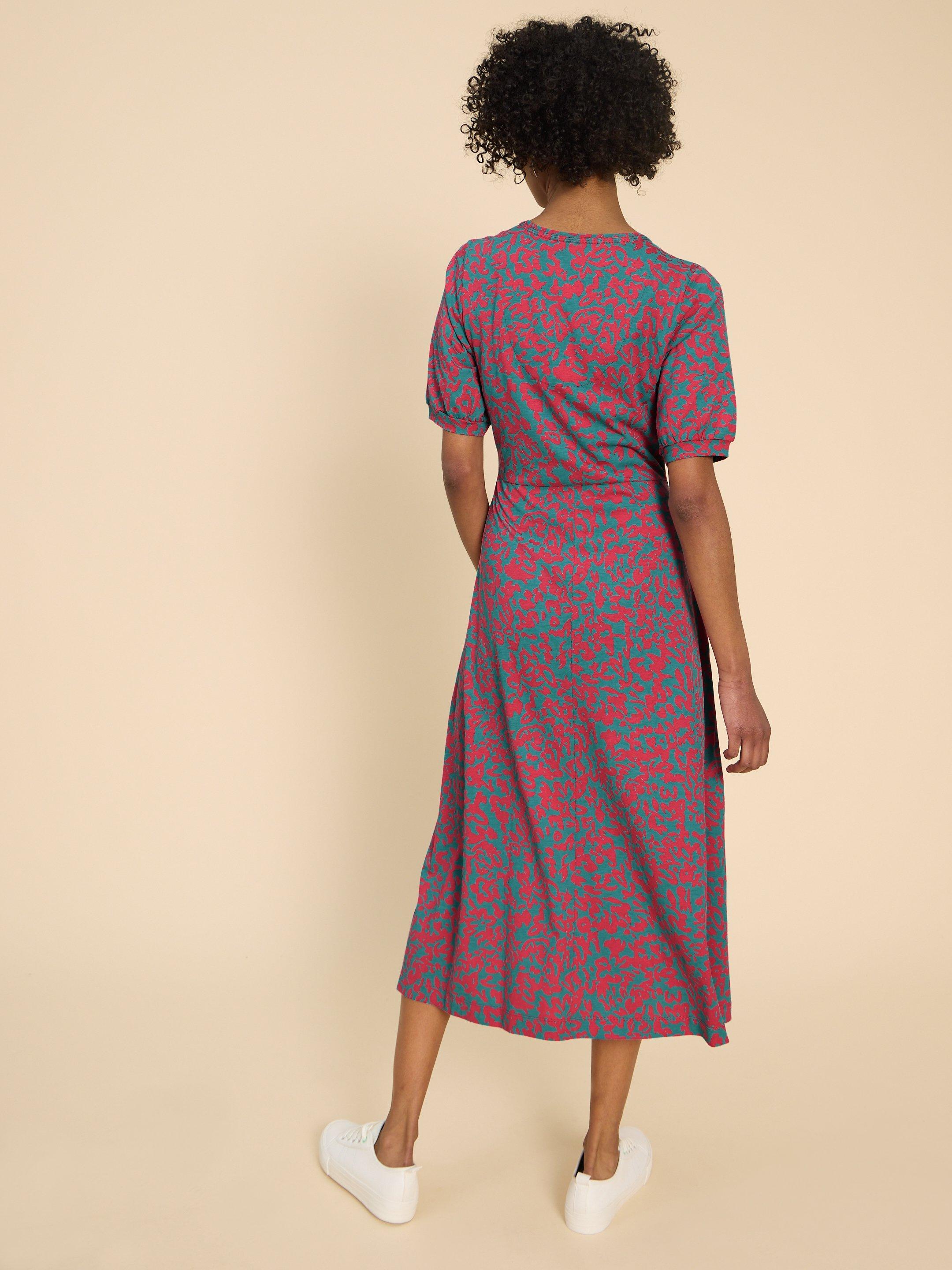 Megan Jersey Printed Dress in PINK PR - MODEL BACK