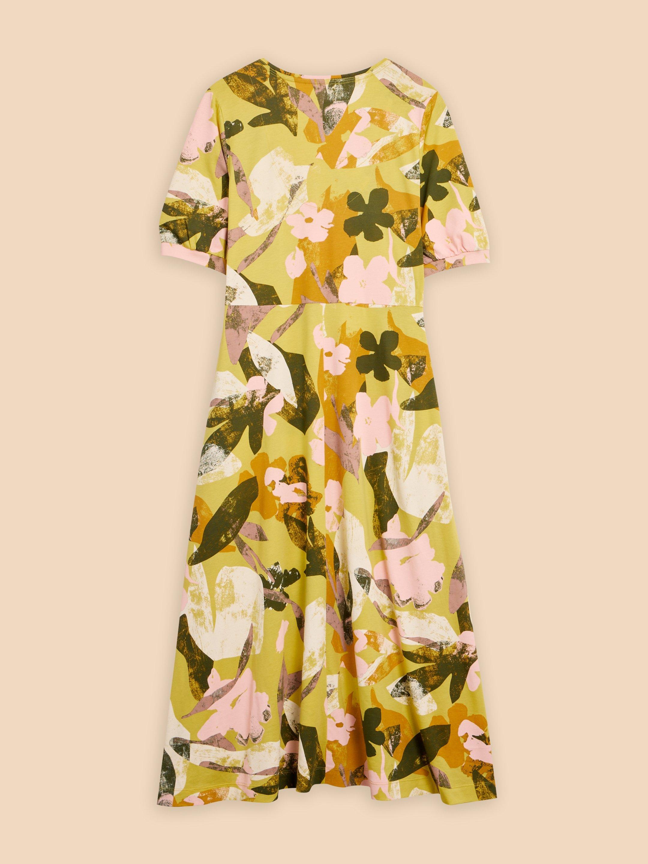 Megan Jersey Printed Dress in YELLOW PR - FLAT BACK