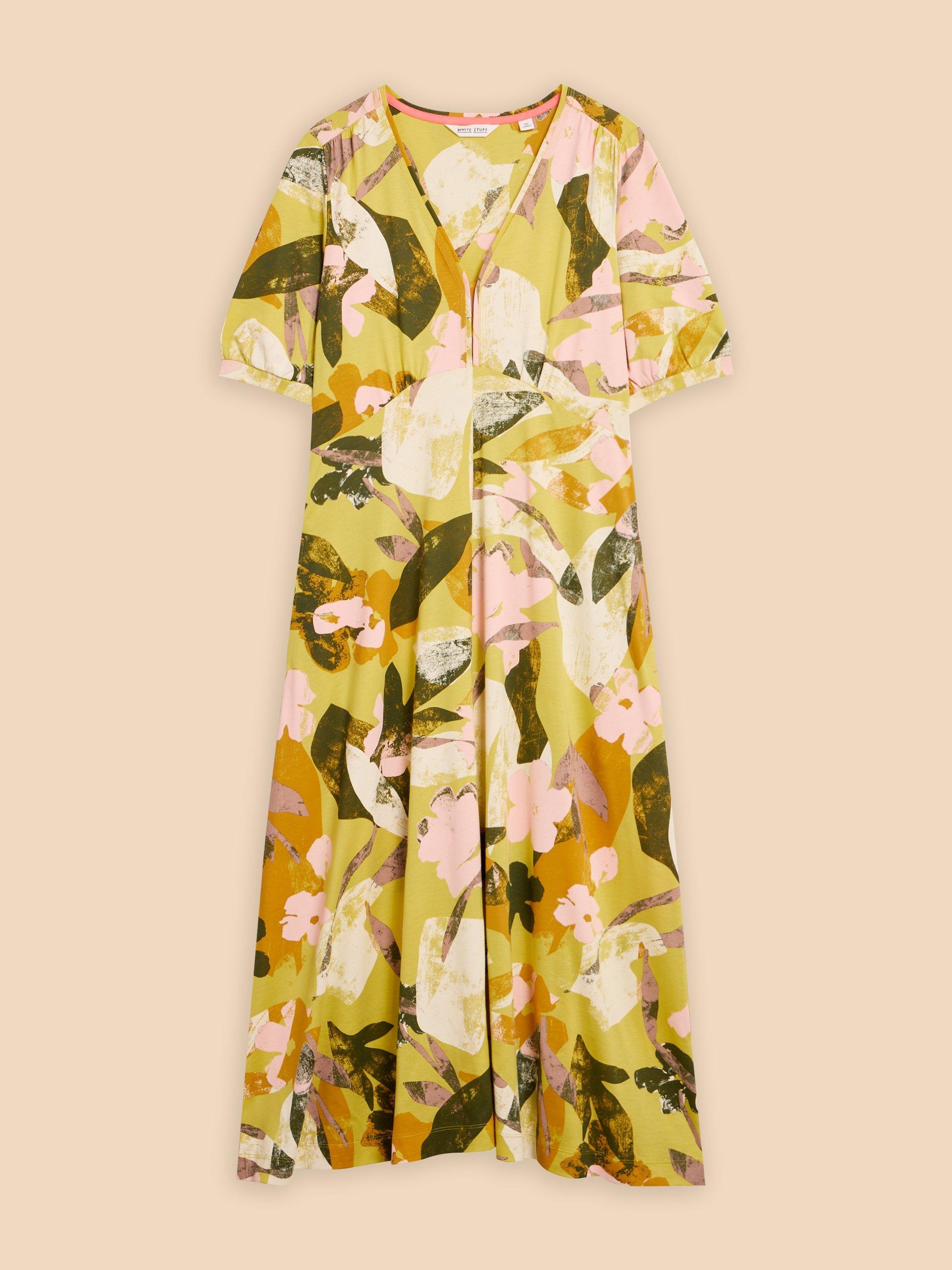 Megan Jersey Printed Dress in YELLOW PR - FLAT FRONT