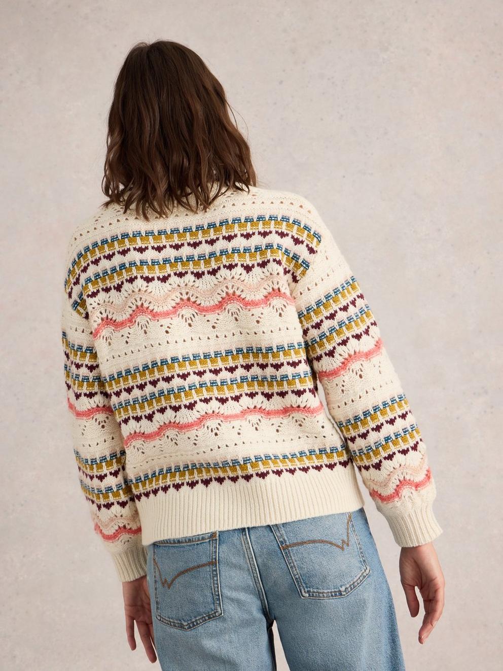 PIPER POINTELLE WOOL JUMPER in WHITE MLT - MODEL BACK