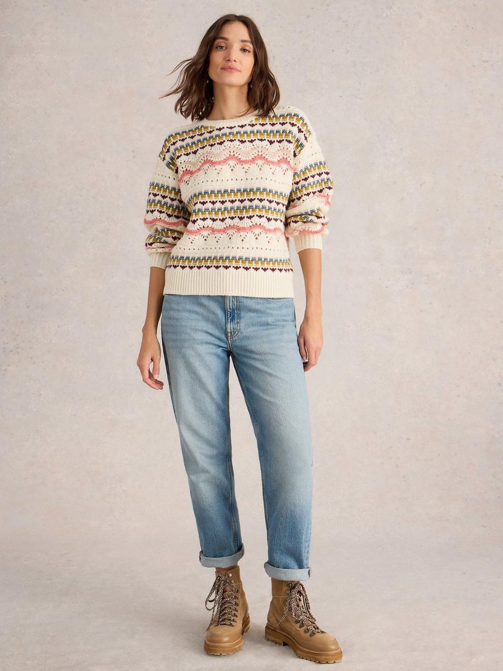 PIPER POINTELLE WOOL JUMPER in WHITE MLT - MODEL FRONT