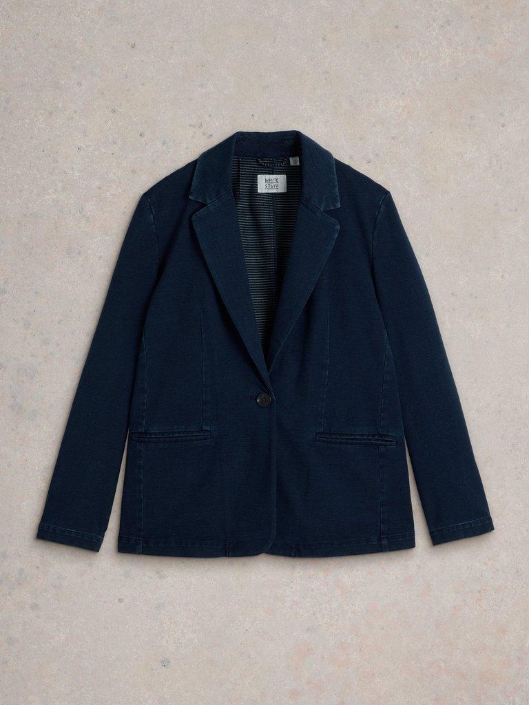 Evelyn Jersey Blazer in DK DENIM - FLAT FRONT