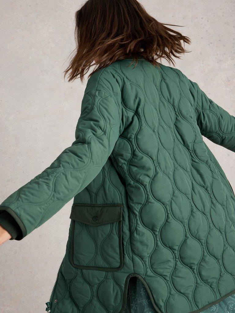 Raya Quilted Coat in DARK GREEN White Stuff